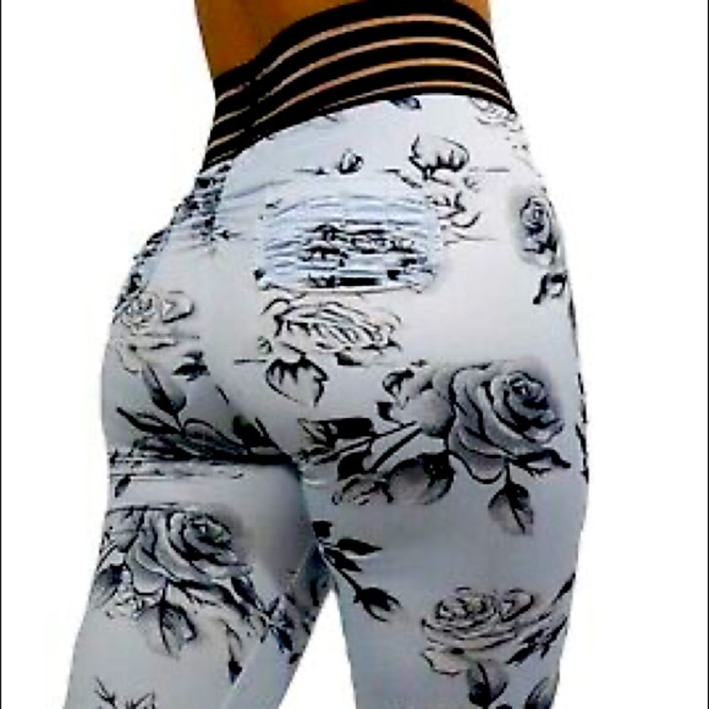 Sky floral scrunch leggings CuteBooty Lounge DUPE